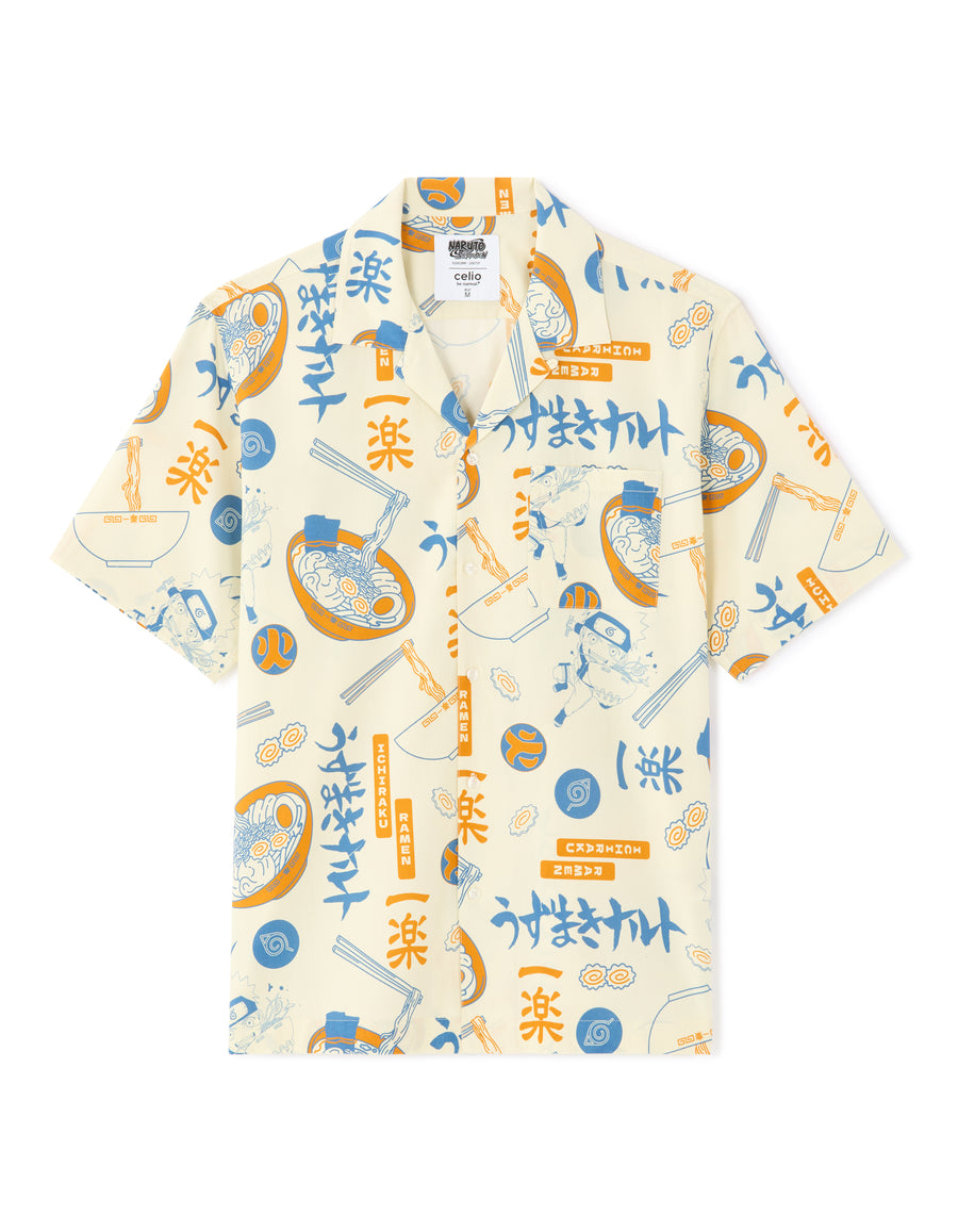 Naruto Regular Fit Cotton Printed Cuban Collar Shirts