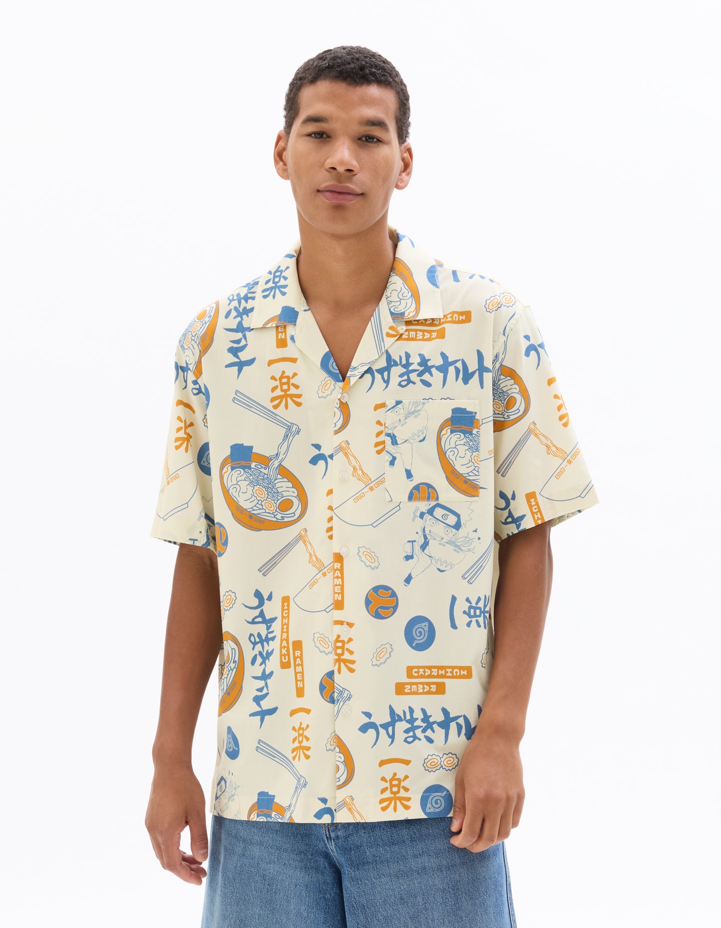 Naruto Regular Fit Cotton Printed Cuban Collar Shirts