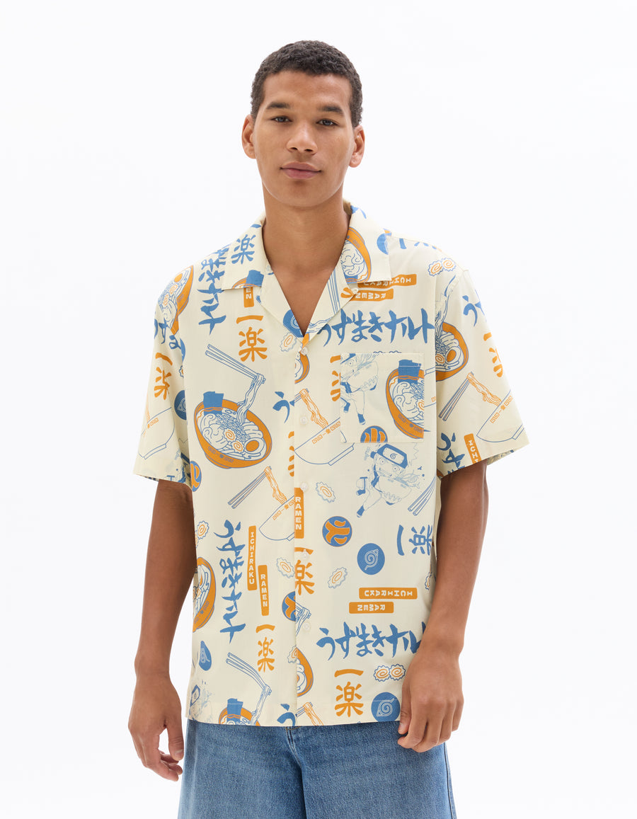 Naruto Regular Fit Cotton Printed Cuban Collar Shirts