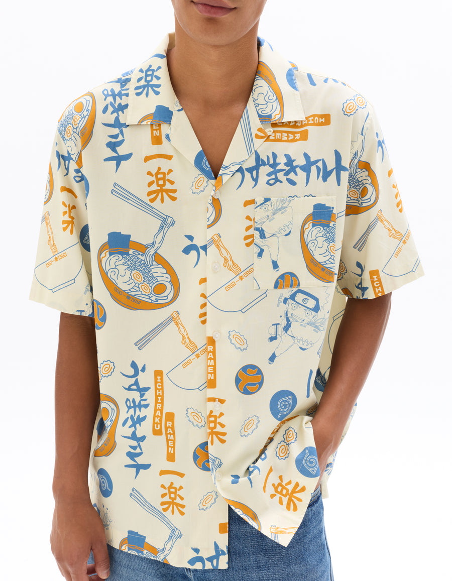 Naruto Regular Fit Cotton Printed Cuban Collar Shirts