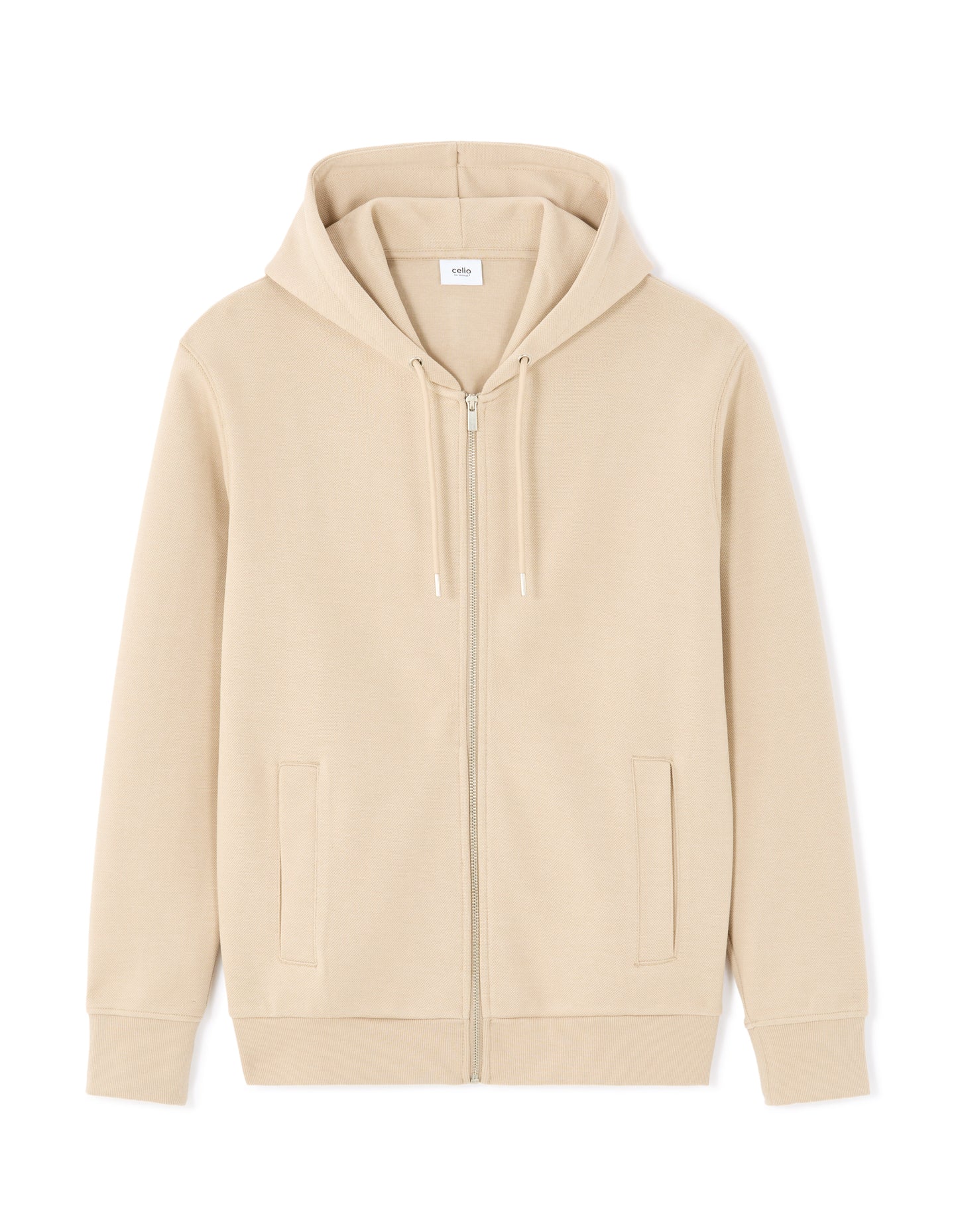 Regular Fit Cotton Blend Hooded Sweatshirt - Beige