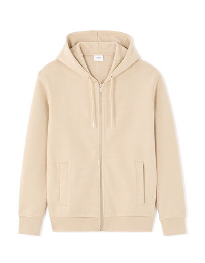 Regular Fit Cotton Blend Hooded Sweatshirt - Beige