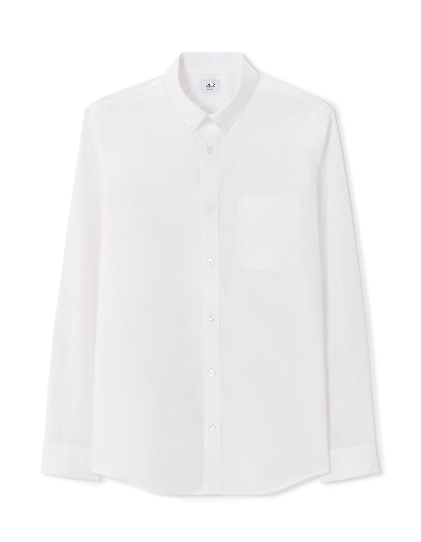 Regular Fit 100% Cotton Spread Collar Shirt - White