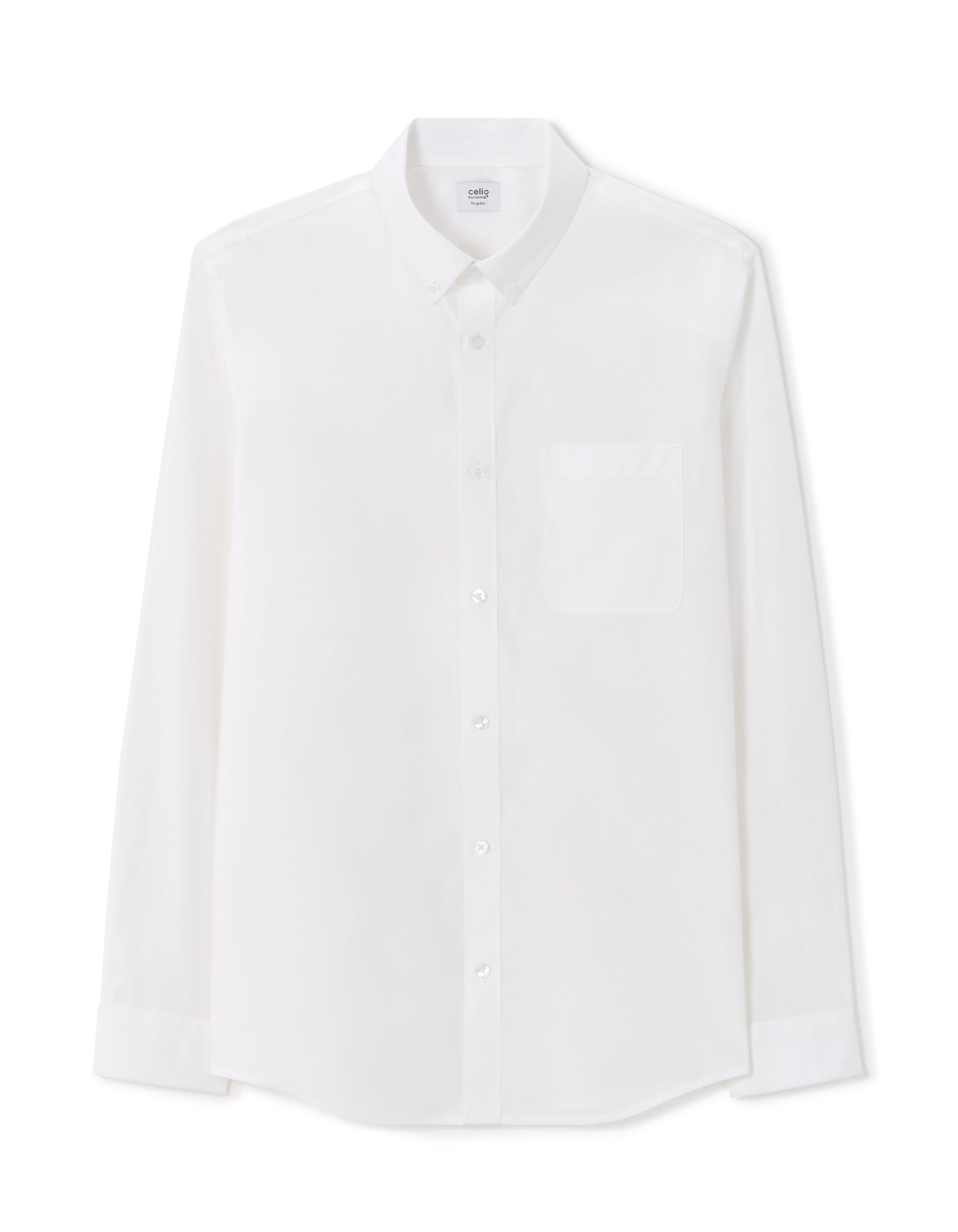 Regular Fit 100% Cotton Spread Collar Shirt - White