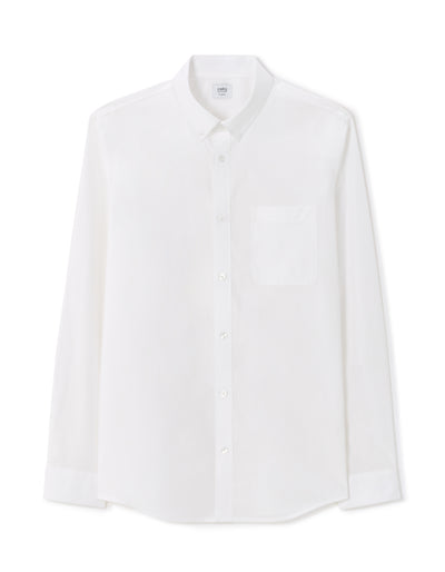 Regular Fit 100% Cotton Spread Collar Shirt - White