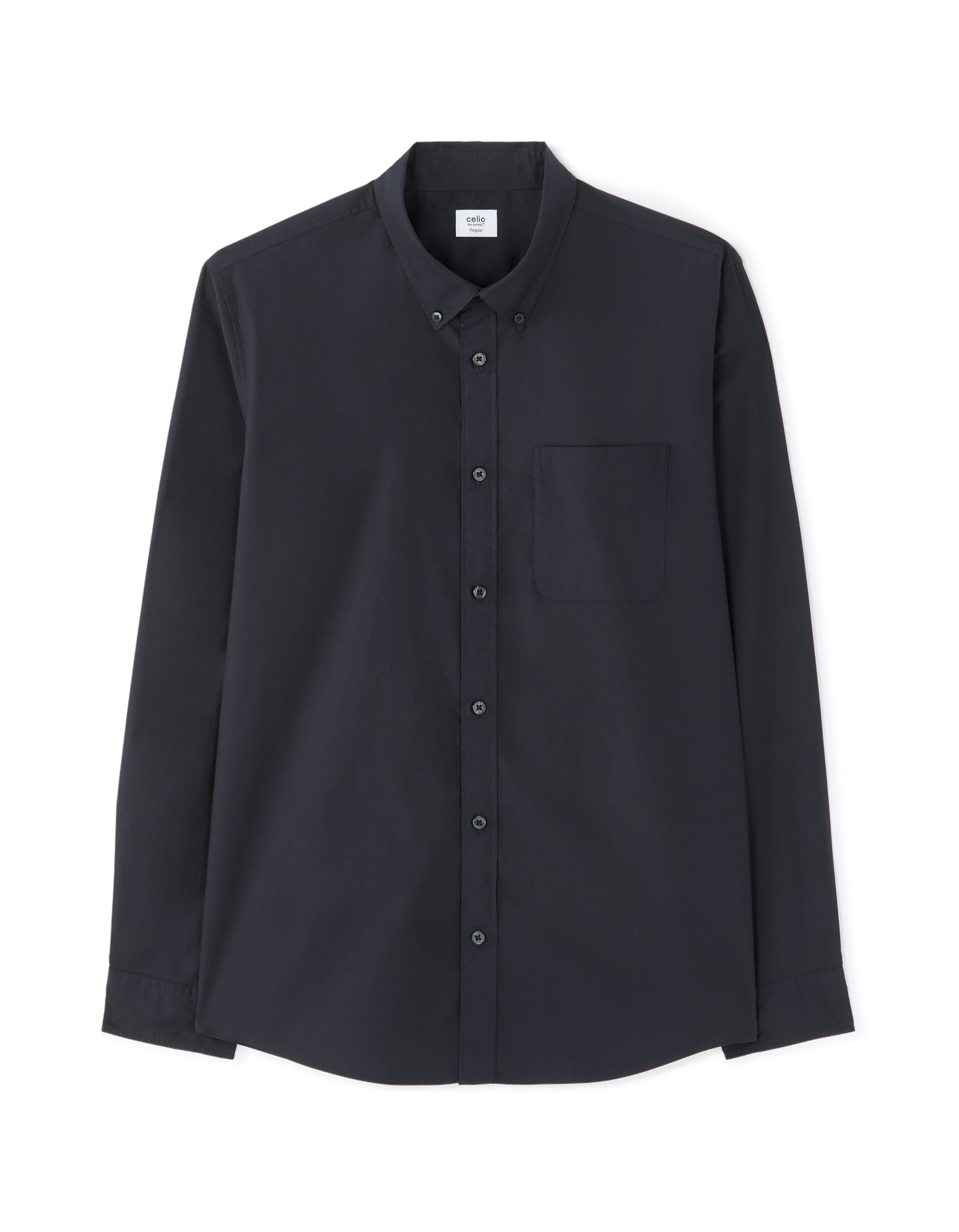 Regular Fit 100% Cotton Spread Collar Shirt - Navy Blue