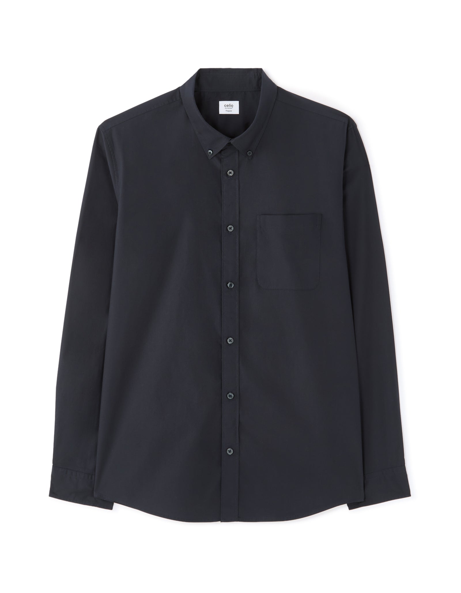 Regular Fit 100% Cotton Spread Collar Shirt - Navy Blue