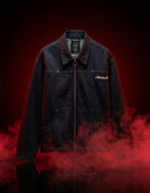 Regular Fit 100% Cotton Printed Spread Collar Jackets - Navy Blue
