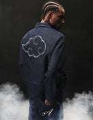 Regular Fit 100% Cotton Printed Spread Collar Jackets - Navy Blue