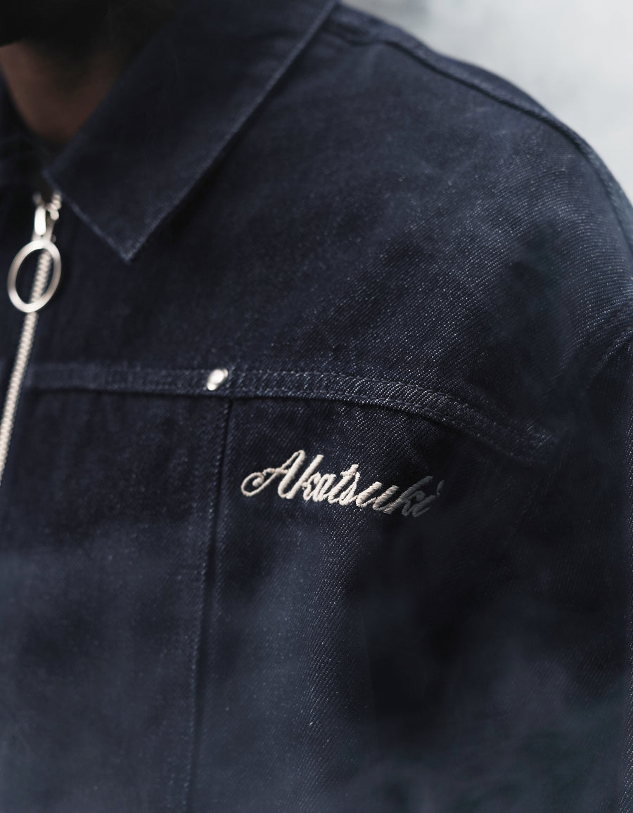 Regular Fit 100% Cotton Printed Spread Collar Jackets - Navy Blue