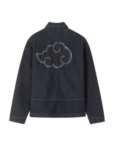 Regular Fit 100% Cotton Printed Spread Collar Jackets - Navy Blue