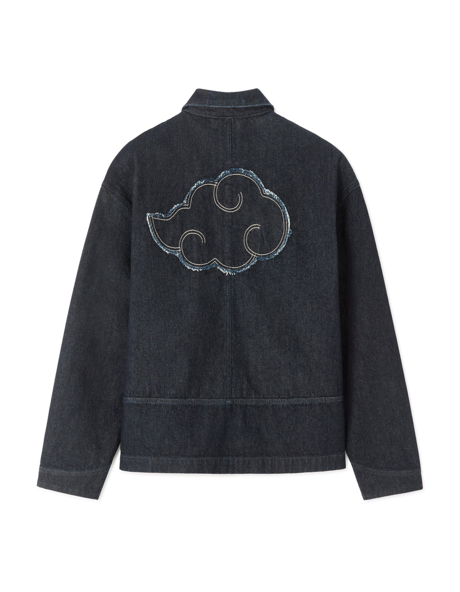 Regular Fit 100% Cotton Printed Spread Collar Jackets - Navy Blue