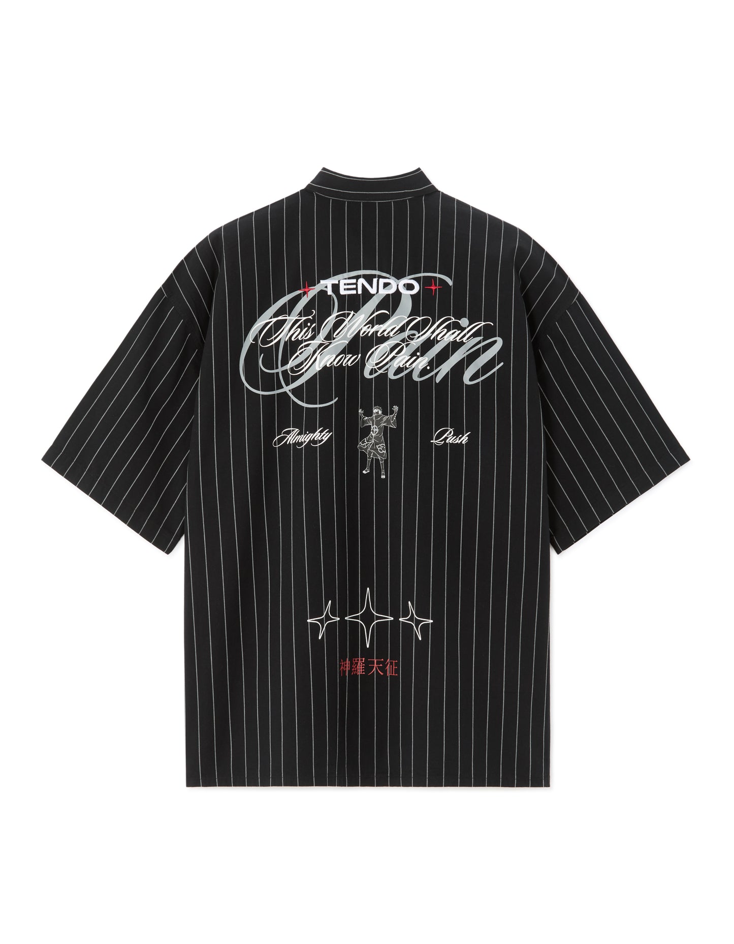 Naruto Regular Fit 100% Cotton Printed Spread Collar Shirts - Black