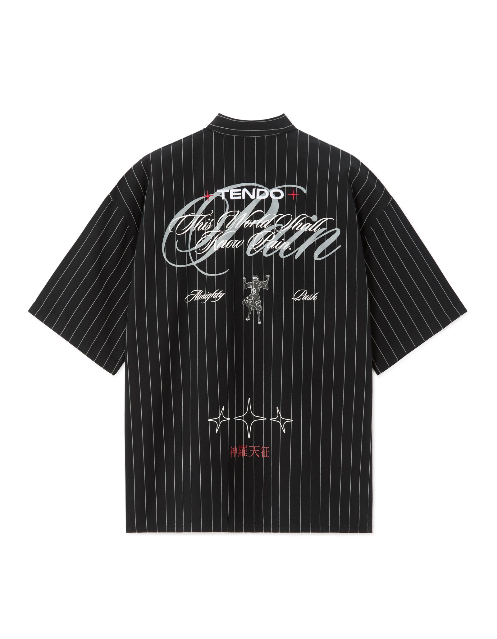Naruto Regular Fit 100% Cotton Printed Spread Collar Shirts - Black