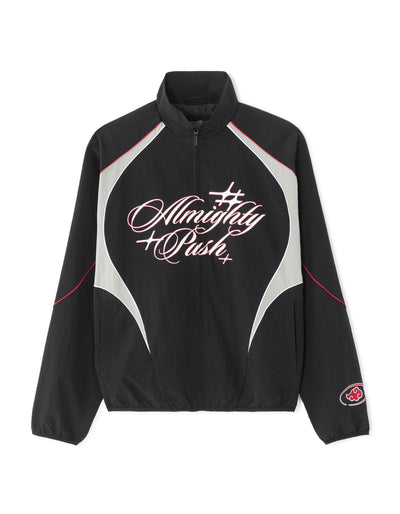 Regular Fit 100% Polyamide Printed Spread Collar Jacket - Black