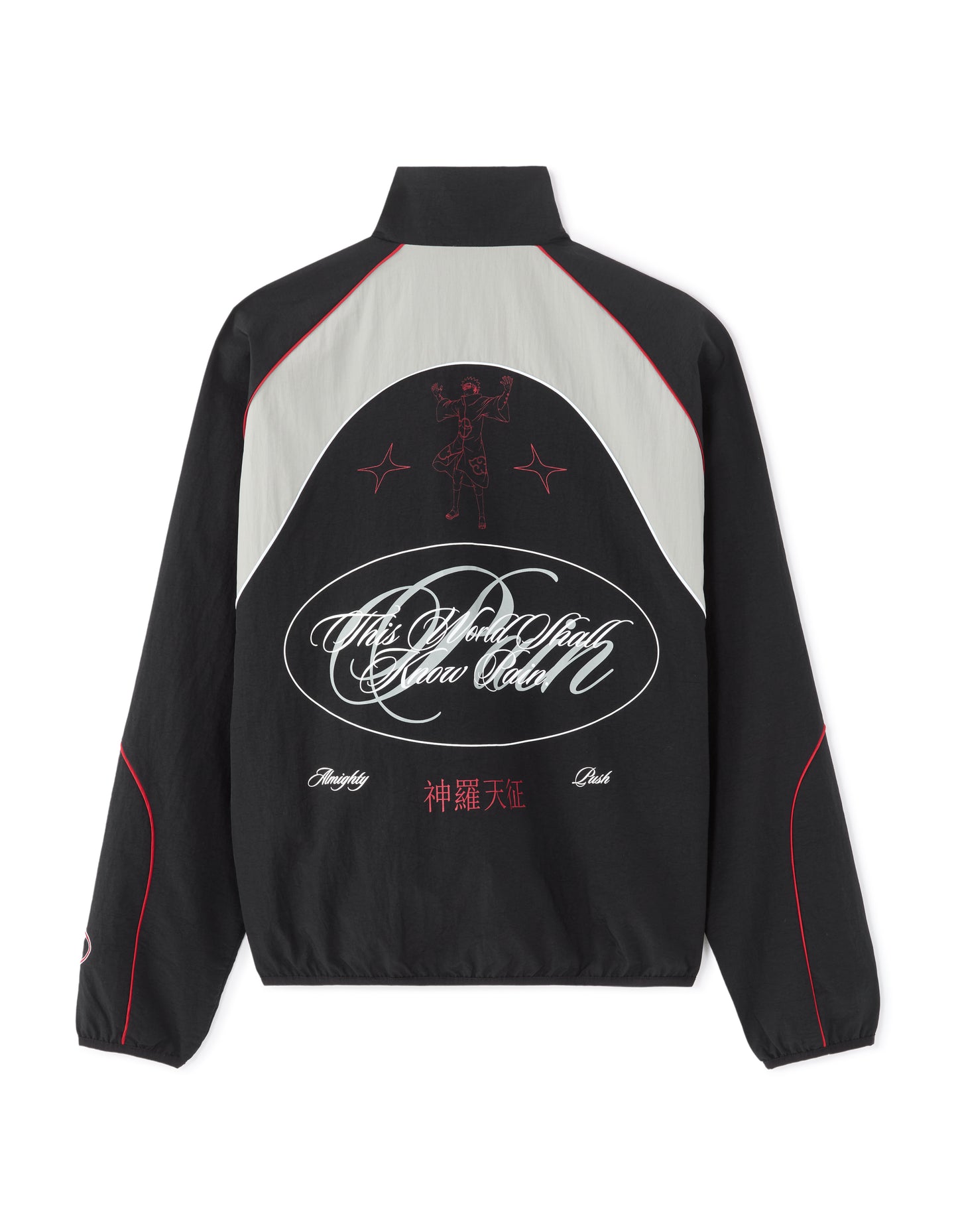 Regular Fit 100% Polyamide Printed Spread Collar Jacket - Black