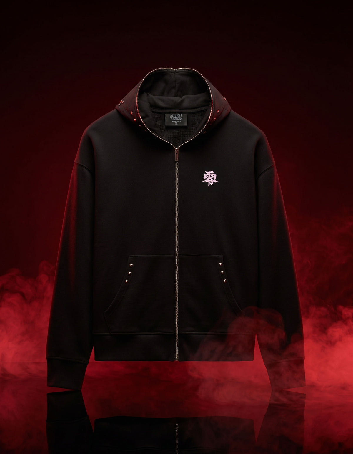 Naruto Shippuden  Oversized Fit 100% Cotton Printed Zip-Up Hooded Sweatshirt- Black