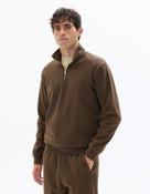 Regular Fit Poly-Cotton Solid High Neck Sweatshirts - Brown