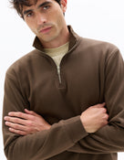 Regular Fit Poly-Cotton Solid High Neck Sweatshirts - Brown
