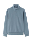 Regular Fit Poly-Cotton Solid High Neck Sweatshirts - Blue