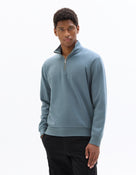 Regular Fit Poly-Cotton Solid High Neck Sweatshirts - Blue