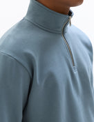 Regular Fit Poly-Cotton Solid High Neck Sweatshirts - Blue