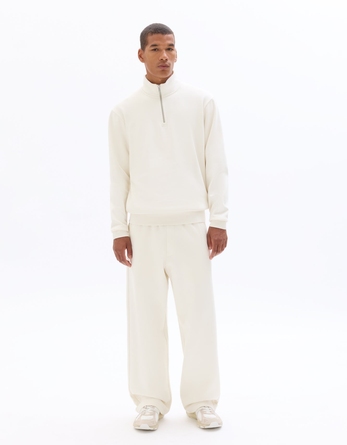 Regular Fit Poly-Cotton Solid High Neck Sweatshirts