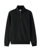 Regular Fit Poly-Cotton Solid High Neck Sweatshirts - Black