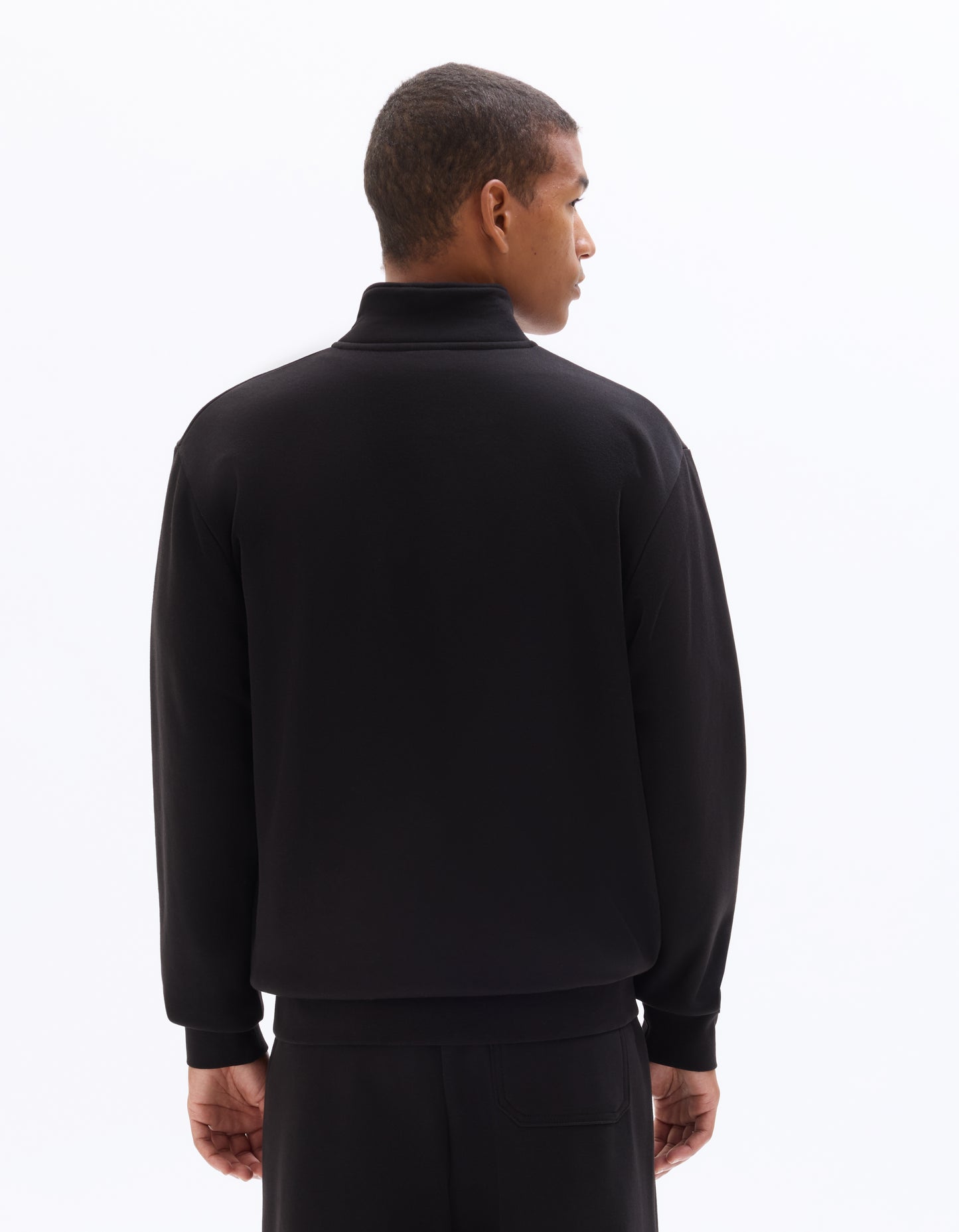 Regular Fit Poly-Cotton Solid High Neck Sweatshirts - Black