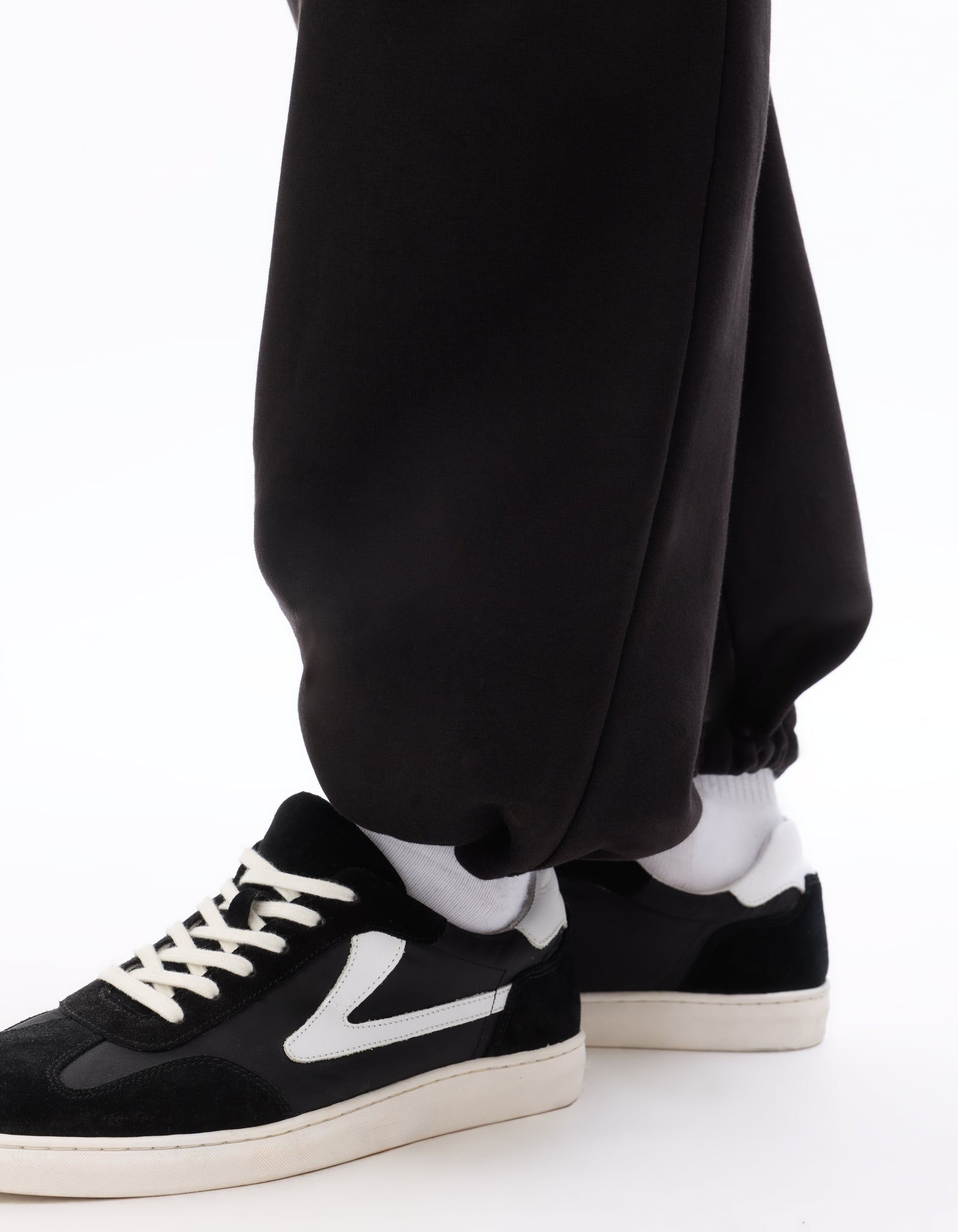 Jogger Fit Cotton Blend Casual Trousers - Black