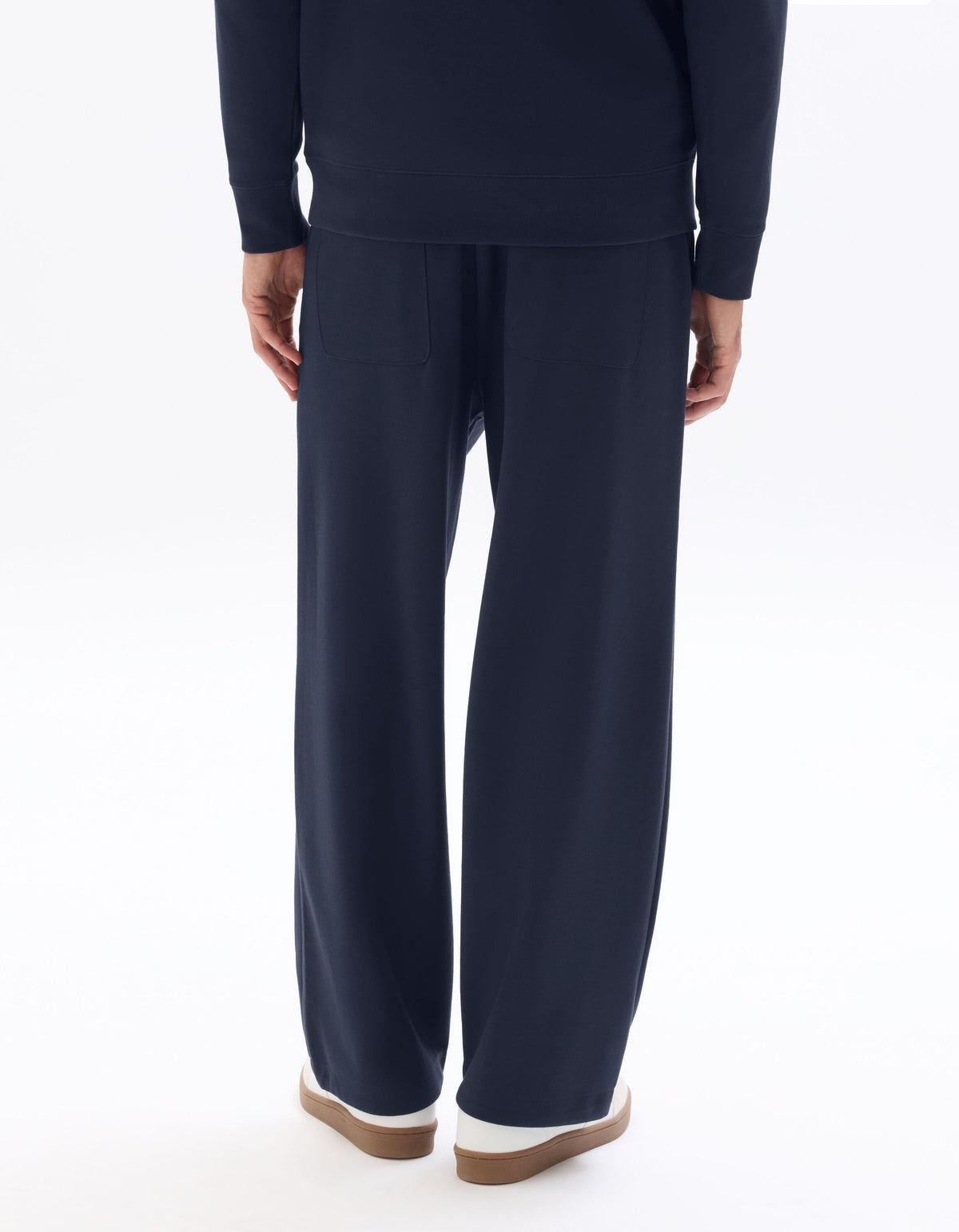 Loose Fit Poly-Cotton Solid Casual interlock knit jogging pants - Navy Blue