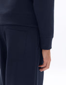 Loose Fit Poly-Cotton Solid Casual interlock knit jogging pants - Navy Blue