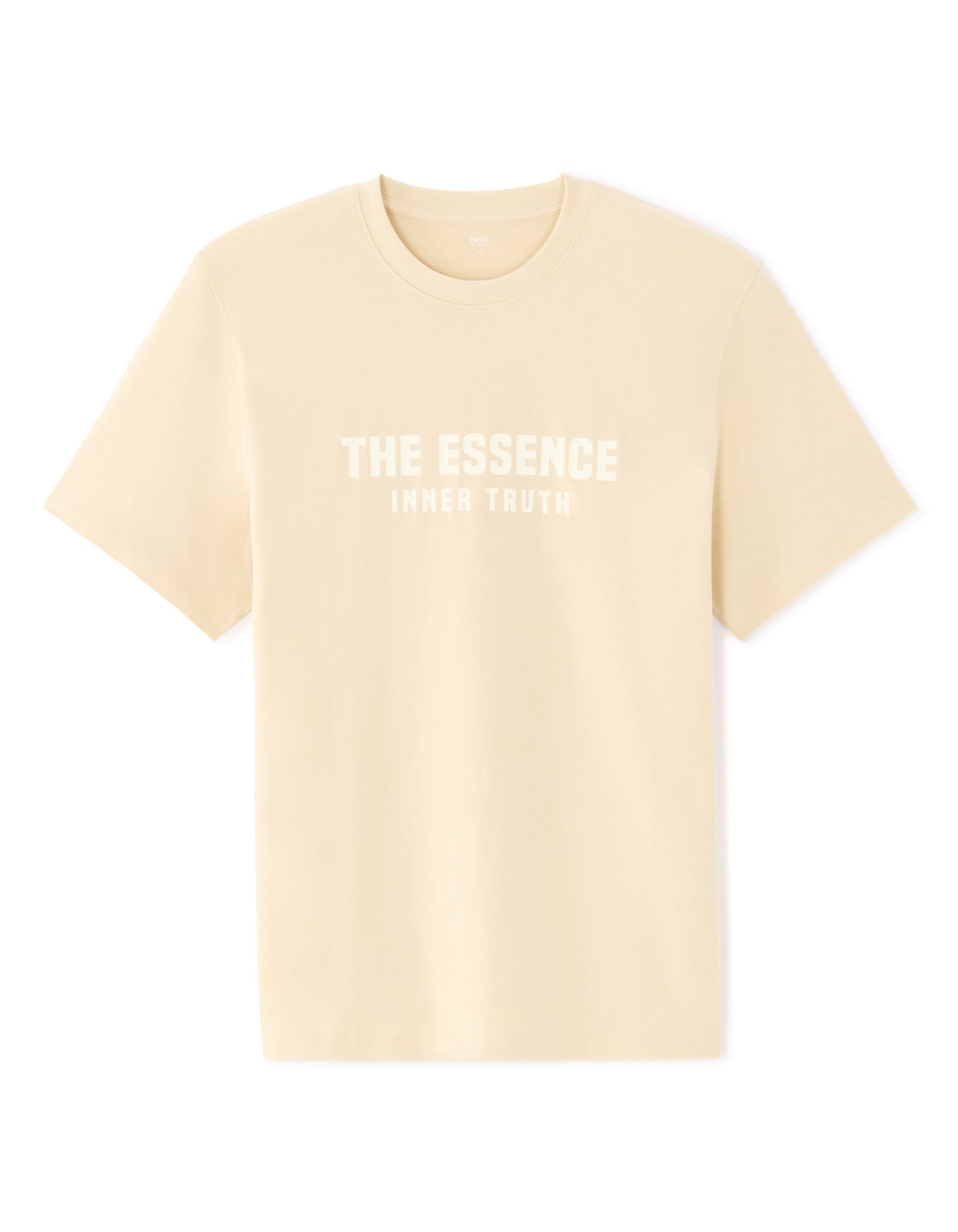Boxy Fit 100% Cotton Printed Crew Neck T-Shirts - Beige