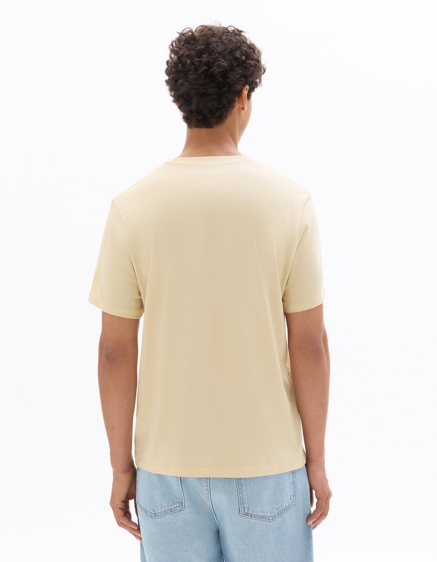 Boxy Fit 100% Cotton Printed Crew Neck T-Shirts - Beige