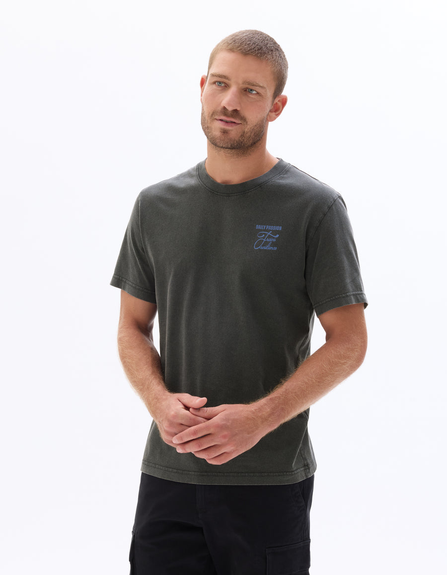 Boxy Fit 100% Cotton Printed Crew Neck T Shirts - Black
