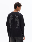 Regular Fit 100% Cotton Printed Round Neck T-Shirt - Black