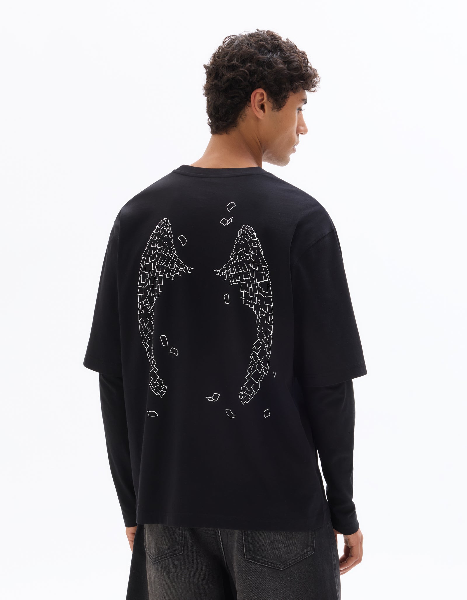 Regular Fit 100% Cotton Printed Round Neck T-Shirt - Black