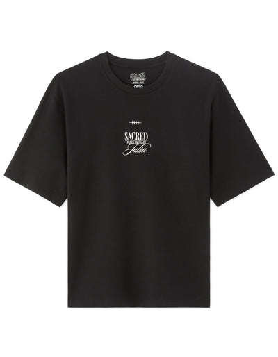 Regular Fit 100% Cotton Printed Round Neck T-Shirt - Black