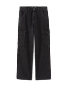 Loose Fit 100% Cotton Solid Jeans - Black