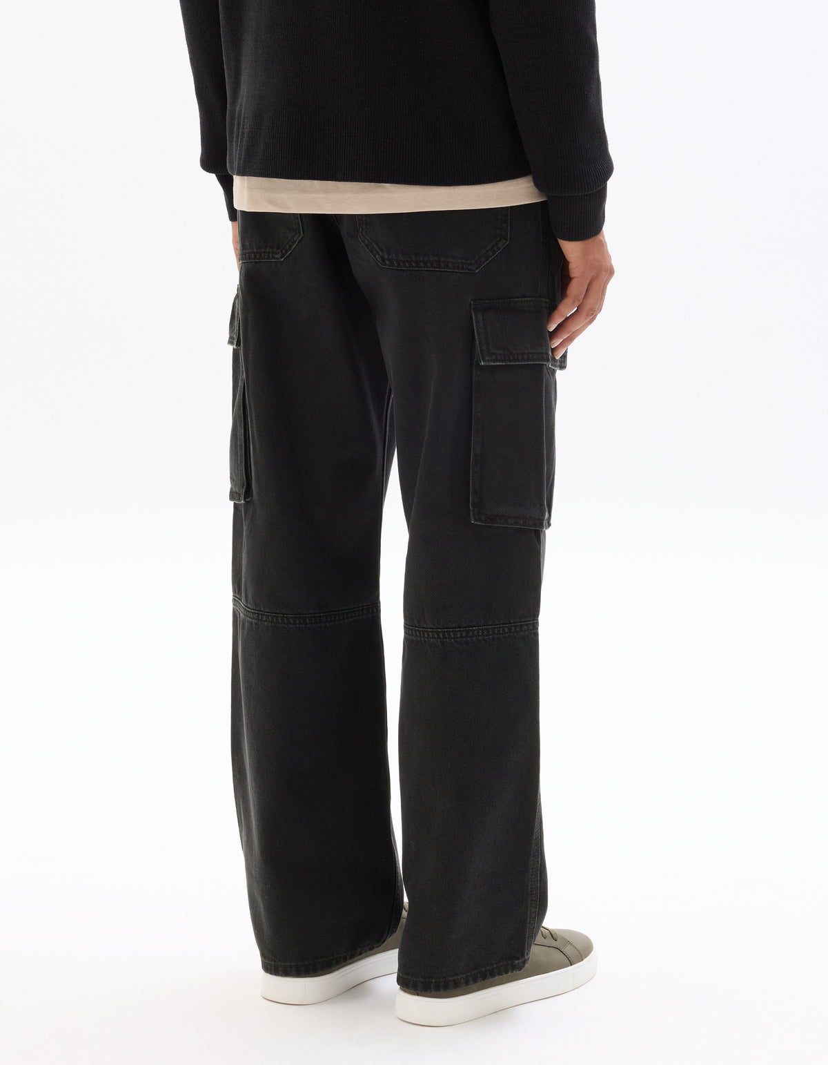 Loose Fit 100% Cotton Solid Jeans - Black