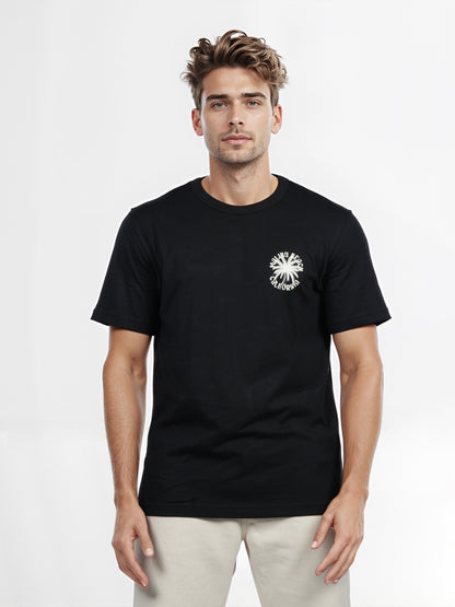 Celio* Men Black Printed Boxy Fit Cotton T-shirt