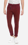 Celio* Cotton Regular Fit Maroon Trouser