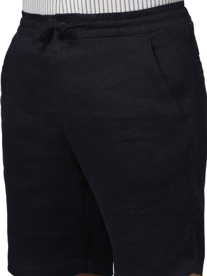 Celio* Linen Regular Fit Navy Blue Shorts
