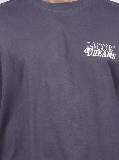 Celio* Men Blue Printed Oversized Cotton T-shirt