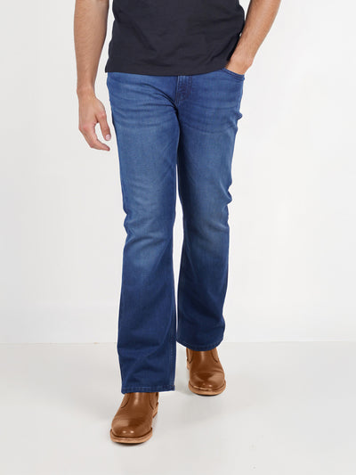 Celio* Cotton-Blend Bootcut Fit Blue Jean