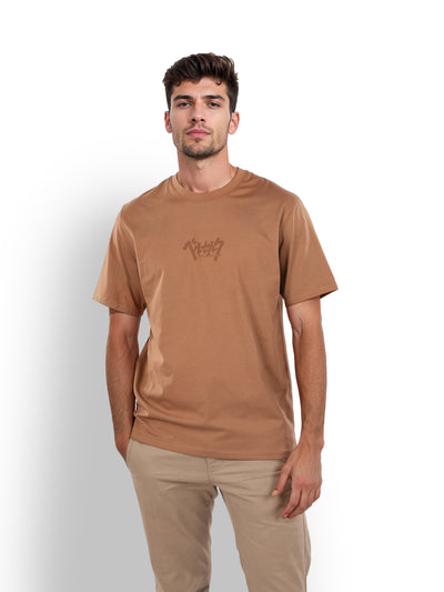 Celio* Berserk Oversized Cotton Brown T-Shirt