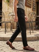 Celio Mens Black Knit Slim Fit Cotton Casual Trouser