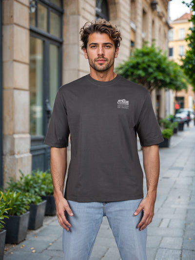 Celio* Printed Loose Fit Cotton Grey T-Shirt