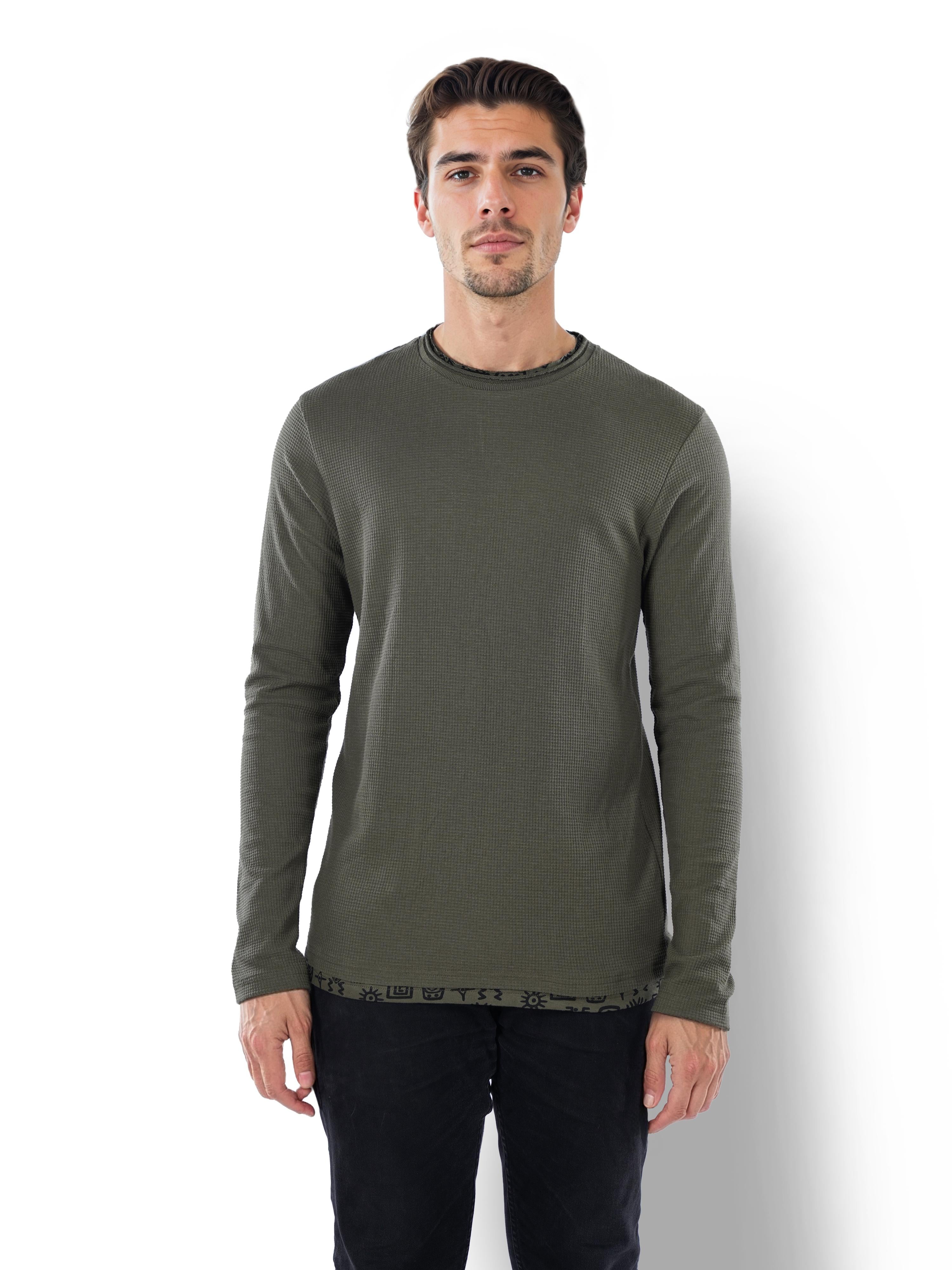 Olive Solid Cotton T-shirt