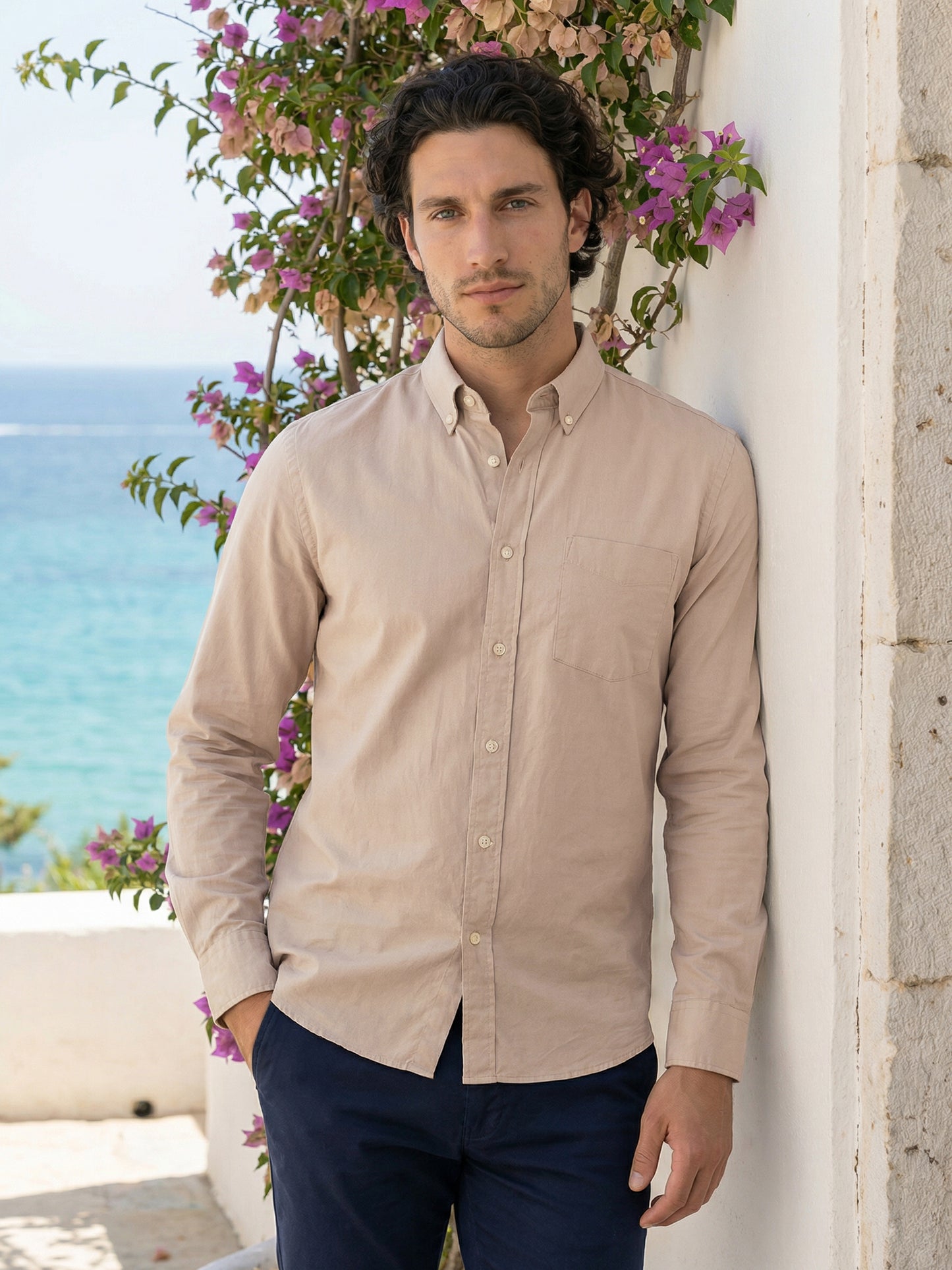 Celio Mens Beige Solid Regular Fit Cotton Shirts